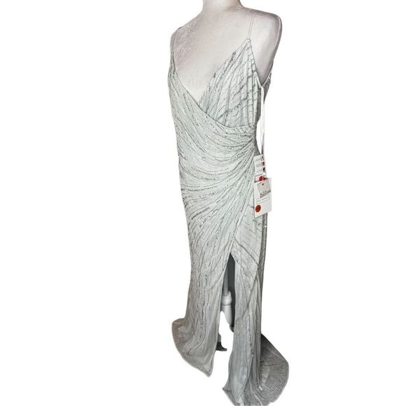 NWT Mac Duggal Beaded Sleeveless Faux Wrap Gown Size 12 Style 93733 - Picture 8 of 17
